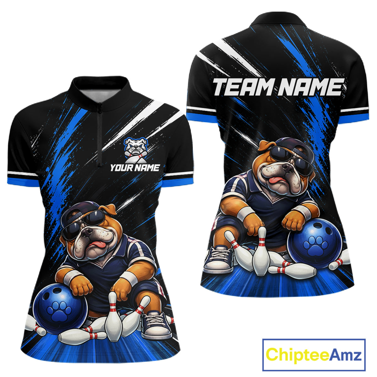 Custom Funny Bulldog Bowling Shirt Bowling Team Jersey for Women Bowling Outfit QZT1214