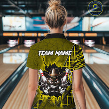 Load image into Gallery viewer, Custom Yellow Funny Cowboy Gun Bowling Shirt for Women Bowling Team Jersey Bowling Polo &amp; Quarter-Zip QZT915