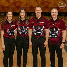 Load image into Gallery viewer, Custom Red Funny Cowboy Gun Bowling Shirt for Women Bowling Team Jersey Bowling Polo &amp; Quarter-Zip  QZT915