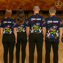 Load image into Gallery viewer, Custom American Flag Alligator Bowling Shirt for Women Patriotic Bowling Jersey Polo &amp; 1/4-Zip QZT1029