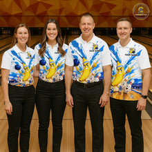Load image into Gallery viewer, Custom Blue &amp; White Funny Banana Bowling Team Shirt for Women Bowling Jersey Outfit Polo &amp; Quarter-Zip QZT1098