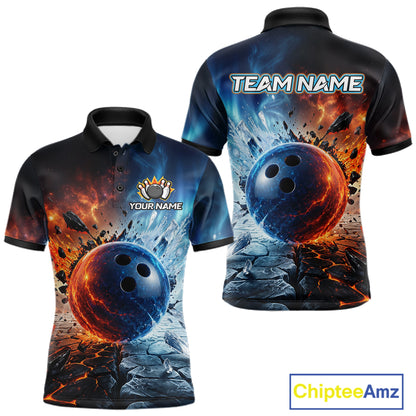 Custom Fire & Ice Bowling Shirt Bowling Team Jersey for Men Polo & 1/4-Zip QZT1218