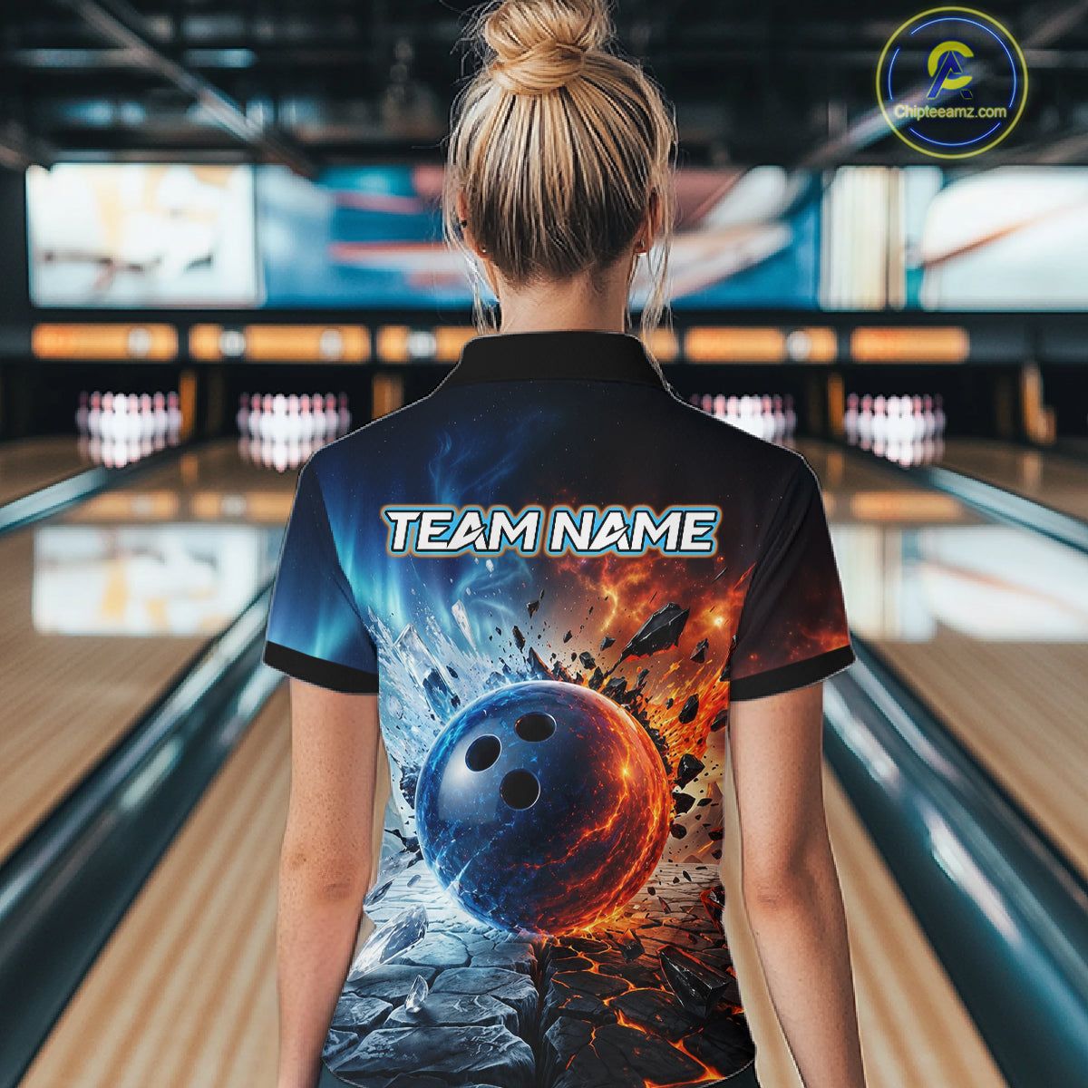 Custom Fire & Ice Bowling Shirt Bowling Team Jersey for Women Polo & 1/4-Zip QZT1218