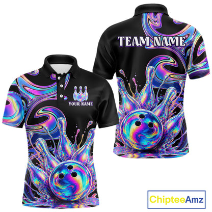 Custom Holographic Bowling Shirt Bowling Team Jersey for Men Polo & 1/4-Zip QZT1219