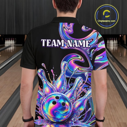 Custom Holographic Bowling Shirt Bowling Team Jersey for Men Polo & 1/4-Zip QZT1219
