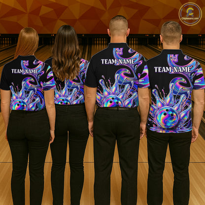 Custom Holographic Bowling Shirt Bowling Team Jersey for Men Polo & 1/4-Zip QZT1219