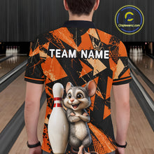 Load image into Gallery viewer, Black &amp; Orange Funny Mouse Bowling Team Shirt for Men Custom Bowling Jersey Polo &amp; Quarter-Zip QZT1033