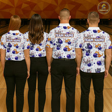 Load image into Gallery viewer, Custom Funny Cat Pattern Bowling Shirt Bowling Jersey League Polo &amp; 1/4Zip Bowling Team for Women QZT951
