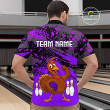 Load image into Gallery viewer, Purple Funny Turkey Bowling Team Shirt for Men Bowling Jersey Thanksgiving Bowling Outfit QZT776