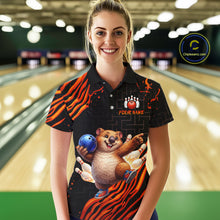 Load image into Gallery viewer, Orange Funny Wombat Bowling Shirt for Women Custom Bowling Jersey Polo &amp; Quarter-Zip Bowling Outfit  QZT923