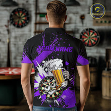 Load image into Gallery viewer, Funny Purple Beer Dartboard Team Shirt for Men Custom Dart Jersey Polo &amp; Quarter-Zip Dart Outfit DHT40