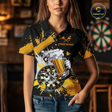 Load image into Gallery viewer, Funny Yellow Beer Dartboard Team Shirt for Women Custom Dart Jersey Polo &amp; Quarter-Zip Dart Outfit DHT40