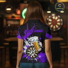 Load image into Gallery viewer, Funny Purple Beer Dartboard Team Shirt for Women Custom Dart Jersey Polo &amp; Quarter-Zip Dart Outfit DHT40