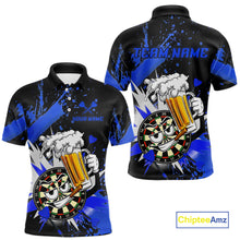 Load image into Gallery viewer, Funny Blue Beer Dartboard Team Shirt for Men Custom Dart Jersey Polo &amp; Quarter-Zip Dart Outfit DHT40