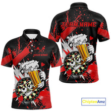 Load image into Gallery viewer, Funny Red Beer Dartboard Team Shirt for Men Custom Dart Jersey Polo &amp; Quarter-Zip Dart Outfit DHT40