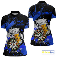 Load image into Gallery viewer, Funny Blue Beer Dartboard Team Shirt for Women Custom Dart Jersey Polo &amp; Quarter-Zip Dart Outfit DHT40