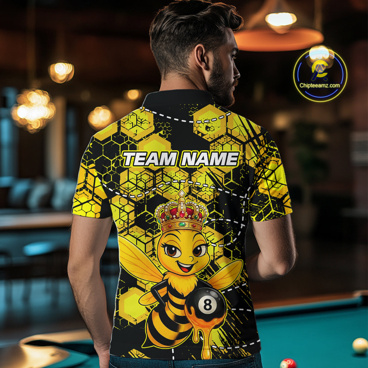 Funny Bee 8 Ball Billiard Shirts for Men Custom Billiard Team Jersey Polo & 1/4 Zip BHT29