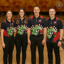 Load image into Gallery viewer, Custom Funny Red Crocodile Bowling Shirt Alligator Bowling Jersey for Women Polo &amp; 1/4 Zip QZT823