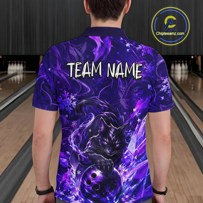 Custom Purple Cat Bowling Team Shirt Bowling Jersey League for Men  Polo & Quarter-Zip QZT1053