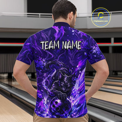 Custom Purple Cat Bowling Team Shirt Bowling Jersey League for Men  Polo & Quarter-Zip QZT1053
