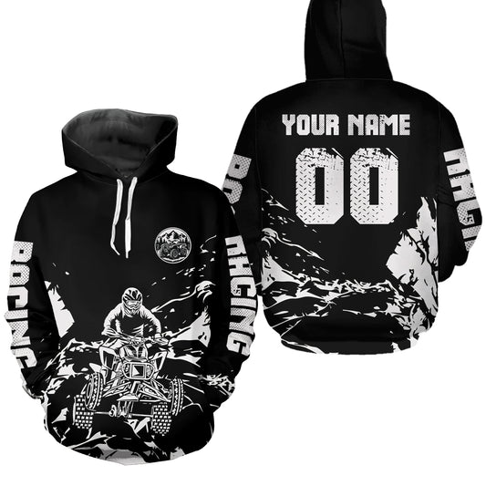 Custom Black & White Quad Bike Hoodie ATV Motocross Hoodie for Men Women Youth Extreme Off-Road Sweatshirt MHT202