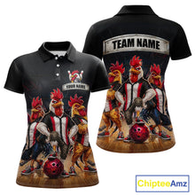 Load image into Gallery viewer, Custom Funny Chicken Family Bowling Shirt for Women Bowling Team Jersey Polo &amp; Quarter-Zip QZT1005