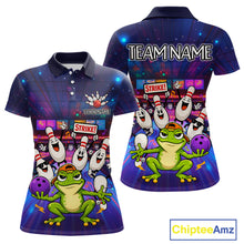 Load image into Gallery viewer, Custom Funny Frog Bowling Shirt for Women Polo &amp; Quarter-Zip Bowling Team Jersey League QZT1006
