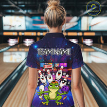 Load image into Gallery viewer, Custom Funny Frog Bowling Shirt for Women Polo &amp; Quarter-Zip Bowling Team Jersey League QZT1006