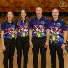 Load image into Gallery viewer, Custom Funny Frog Bowling Shirt for Women Polo &amp; Quarter-Zip Bowling Team Jersey League QZT1006