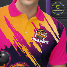 Load image into Gallery viewer, Colorful polo shirt with a logo and 'Your Name' text on a dark background
