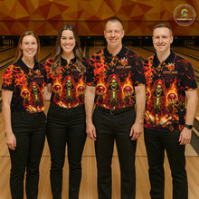 Load image into Gallery viewer, Custom Flame Skeleton Bowling Shirt for Women Bowling Jersey Polo &amp; 1/4-Zip Bowling Outfit QZT1011