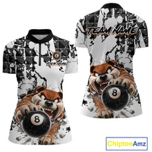 Load image into Gallery viewer, Two views of quarter-zip shirts with bulldog design holding 8-ball on a white background, featuring 'Chiptee Amz' branding.