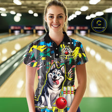 Load image into Gallery viewer, Funny Husky Bowling Shirt for Women Custom Bowling Team Jersey Polo &amp; Quarter-Zip QZT971