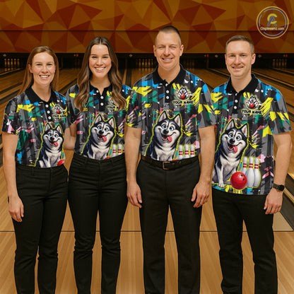 Funny Husky Bowling Shirt for Women Custom Bowling Team Jersey Polo & Quarter-Zip QZT971