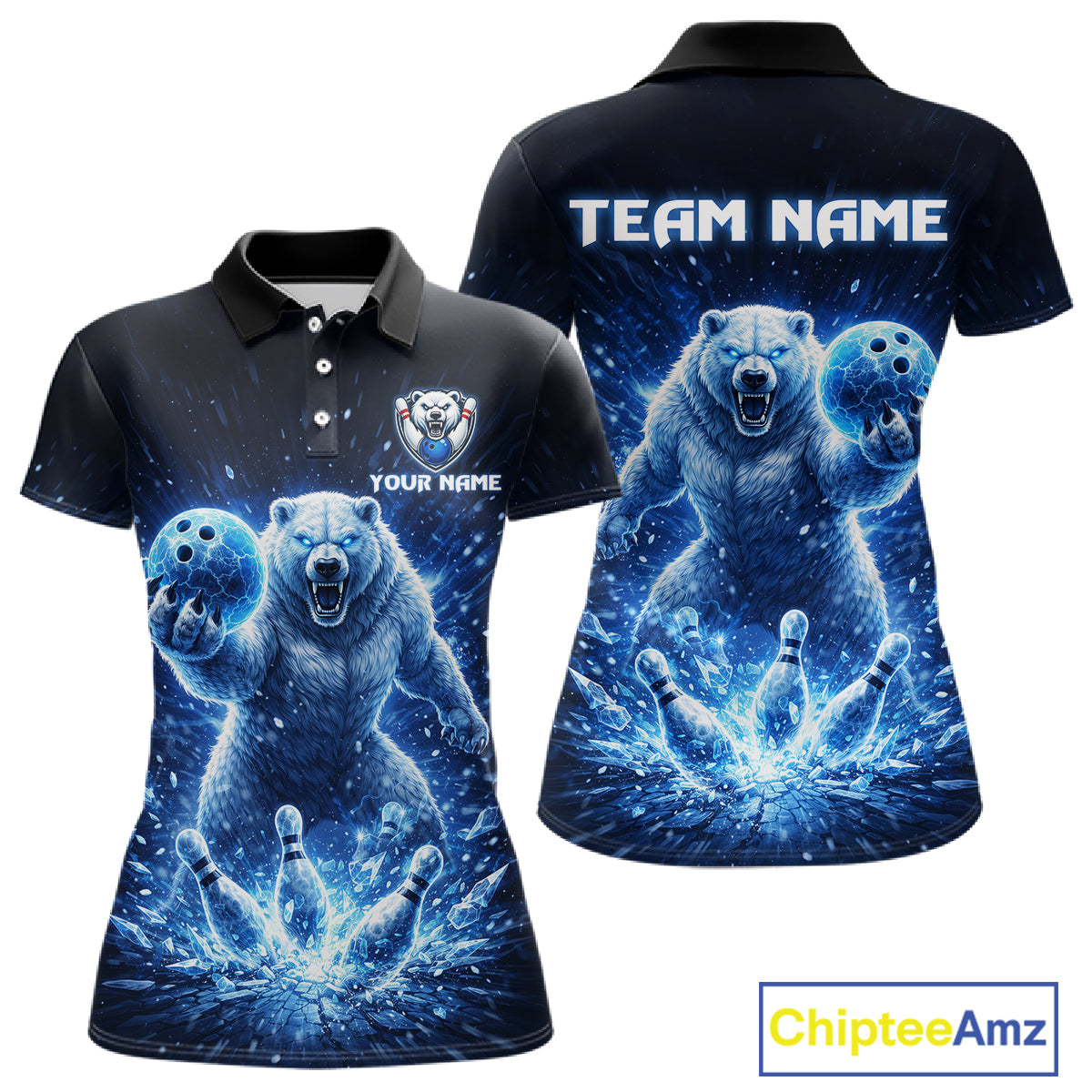 Custom Polar Beer Bowling Team Shirt for Women Ice Bowling Jersey Polo & Quarter-Zip QZT973