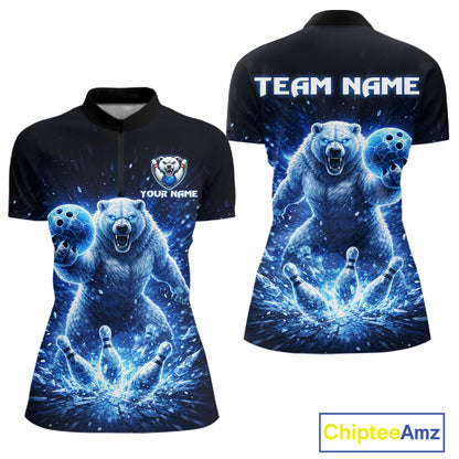 Custom Polar Beer Bowling Team Shirt for Women Ice Bowling Jersey Polo & Quarter-Zip QZT973