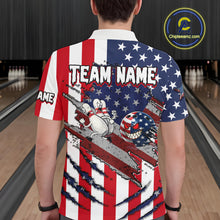 Load image into Gallery viewer, Custom American Flag Bowling Shirt Funny Blue Red White Bowling Jersey for Men Polo &amp; Quarter-Zip QZT929