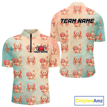 Load image into Gallery viewer, Shirt with crab pattern and customizable text on a white background