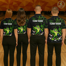 Load image into Gallery viewer, Custom Funny Green Frog Bowling Team Jersey Ugly Bowling Shirt for Women Polo &amp; 1/4-Zip QZT844