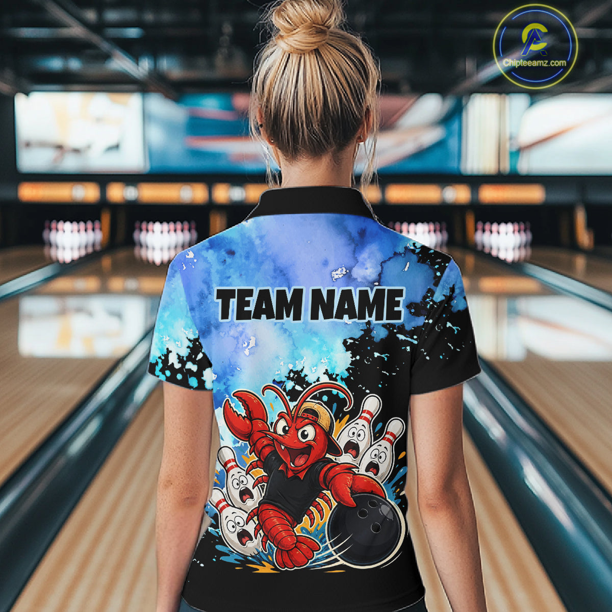 Custom Funny Crawfish Bowling Team Jersey for Women Bowling Shirt Polo & 1/4 Zip QZT1015