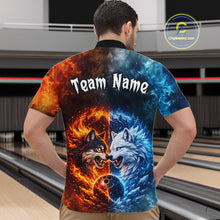 Load image into Gallery viewer, Fire and Ice Wolf Bowling Team Shirt Custom Bowling League Jersey for Men Bowling Polo &amp; 1/4-Zip QZT937