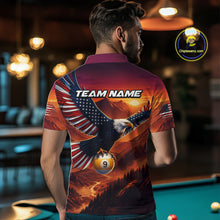 Load image into Gallery viewer, Person wearing a polo shirt with an eagle and 9-ball design in a bar setting