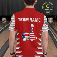 Load image into Gallery viewer, Custom American Flag Bowling Team Shirt Bowling Jersey for Men Polo &amp; Quarter-Zip Bowling Uniform QZT1130