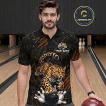 Load image into Gallery viewer, Custom Leopard Bowling Shirt for Men Bowling Team Jersey Polo &amp; Quarter-Zip Bowling Performance QZT983