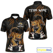 Load image into Gallery viewer, Custom Leopard Bowling Shirt for Men Bowling Team Jersey Polo &amp; Quarter-Zip Bowling Performance QZT983