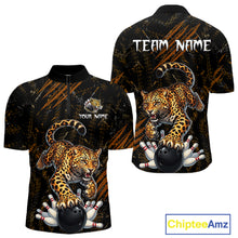 Load image into Gallery viewer, Custom Leopard Bowling Shirt for Men Bowling Team Jersey Polo &amp; Quarter-Zip Bowling Performance QZT983