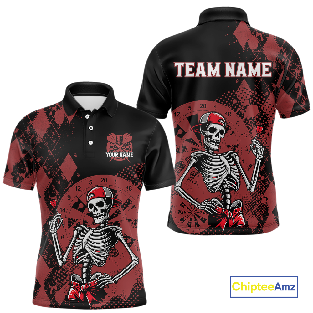 Custom Black & Red Dart Shirts for Team Polo & Quarter-Zip Dart Jersey for Men Dart Outfit DHT25