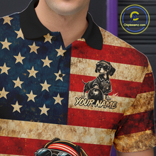 Load image into Gallery viewer, Custom American Flag Retro Dachshund Bowling Shirt Bowling Team Jersey for Men Polo &amp; Quarter-Zip QZT942