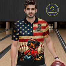 Load image into Gallery viewer, Custom American Flag Retro Dachshund Bowling Shirt Bowling Team Jersey for Men Polo &amp; Quarter-Zip QZT942