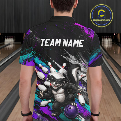 Custom Funny Honey Badger Bowling Shirt for Men Bowling Team Jersey Bowling Outfit QZT1201